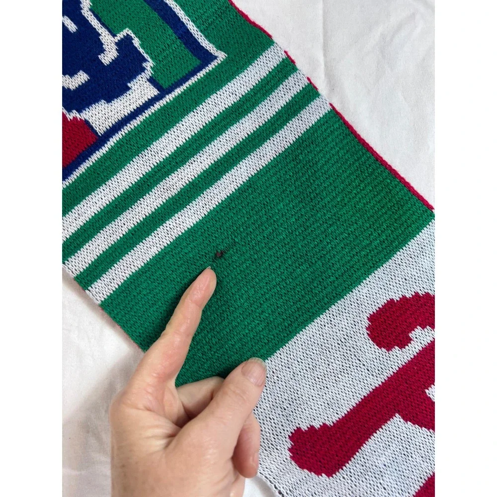 Philadelphia Phillies Scarf Success Promotion Red Green Liberty Bell Knit Fringe